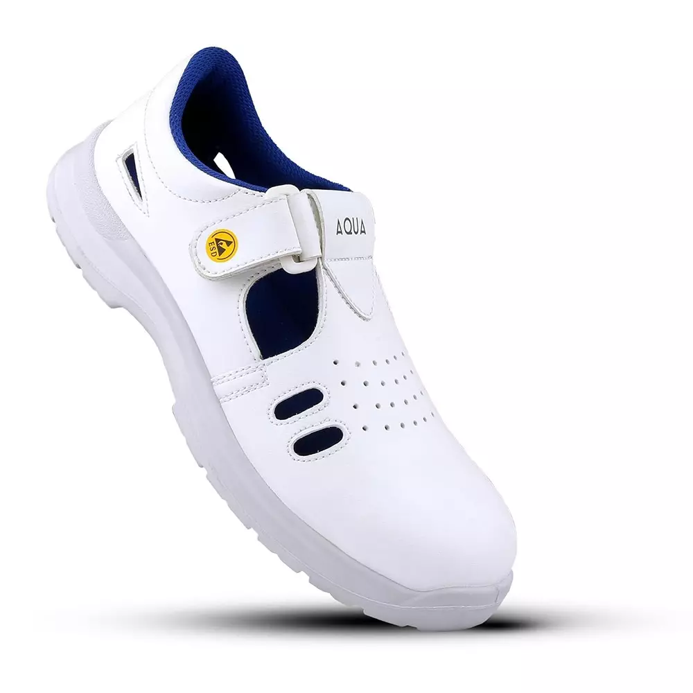 Euro Security AQUA SANDAL 200 J Steel Toe Safety Shoe Low Ankle PU Sole UK 11 Size Micro Fiber White for Hospital, Pharma & Food Industry Use