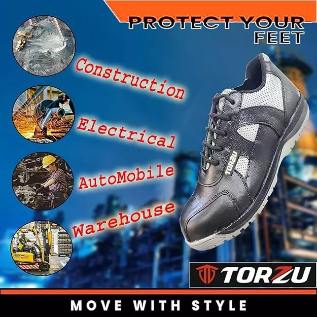 Torzu Steel Toe Safety Shoes Low Ankle Size 8 UK Black, TORZU-311