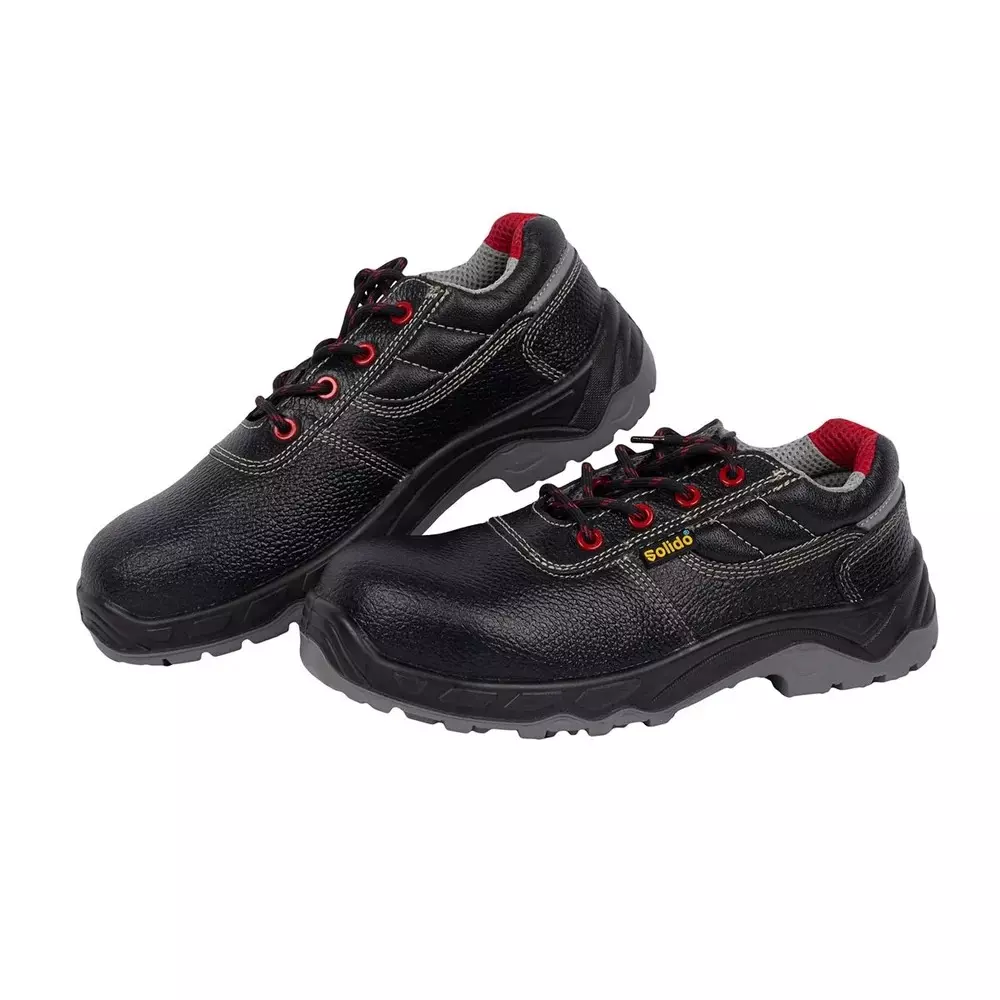 Solido Premium Safety Shoes Low Ankle PVC Sole Double Density PU Black Size UK 7, SY09