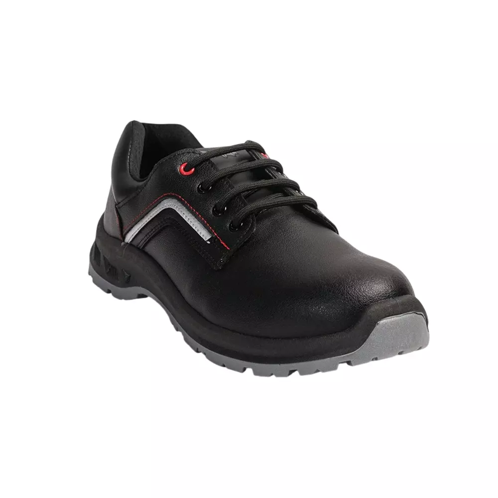 Hillson Wefly Safety Shoes Steel Toe PVC Sole Low Ankle Micro Synthetic Leather Black UK 6, WF03