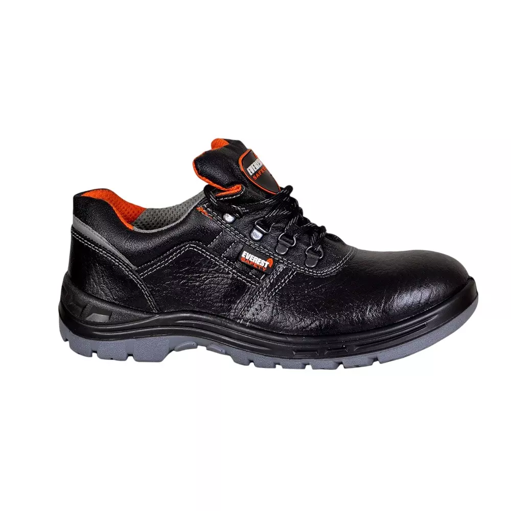 Everest EVE 106 A DD Low Ankle Safety Shoes Steel Toe PU Sole Black UK 10 Size Leather for Industrial Work Use