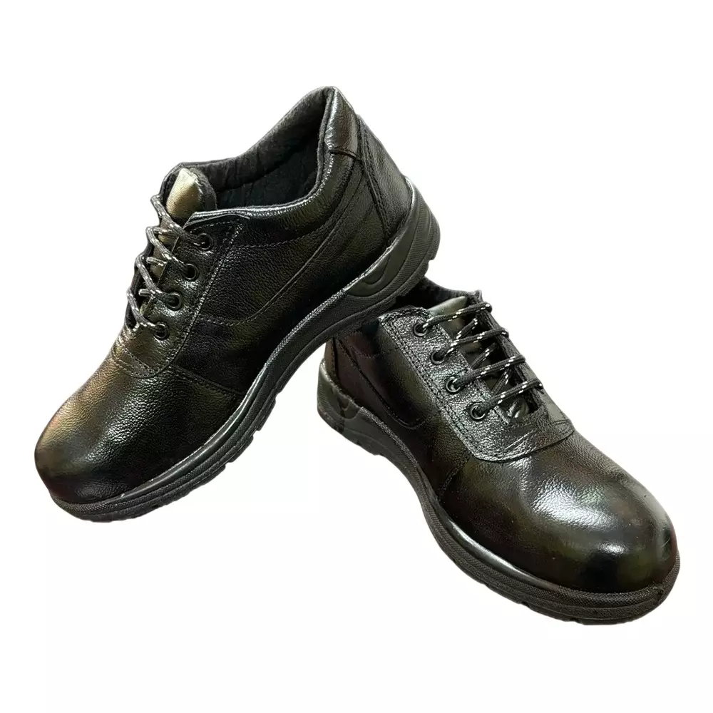 DSS Steel Toe Safety Shoes Nitrile Sole Low Ankle Black Buff Grain Leather Size UK 9, DSS- Molded (10 Pair)