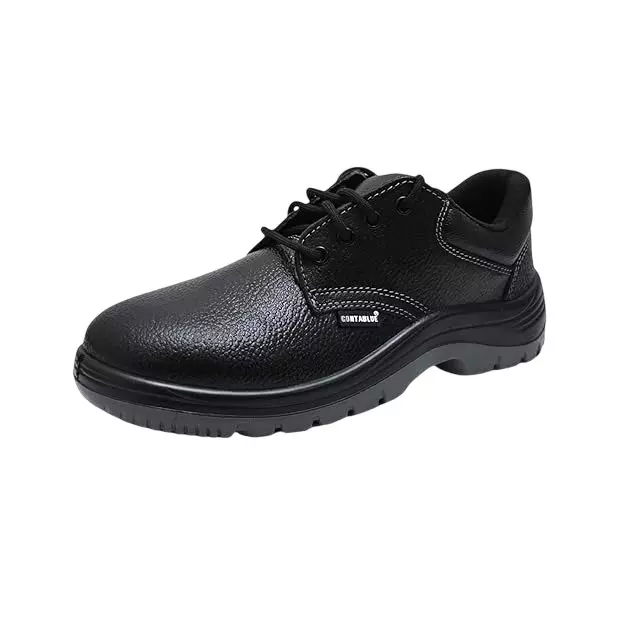 Contablue Steel Toe Safety Shoes PU Sole Low Ankle Black Leather Size UK 7, W201
