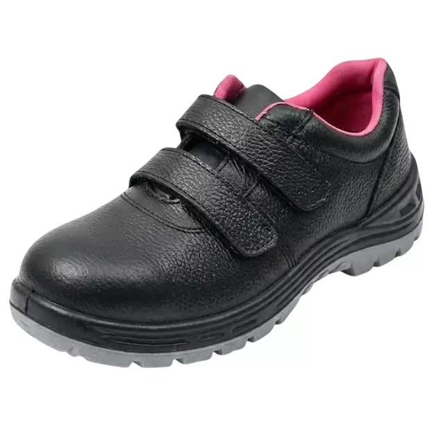 Contablue Steel Toe Safety Shoes PU Sole Low Ankle Black Genuine Leather, Battler Eva (Size UK 2 - UK 8)
