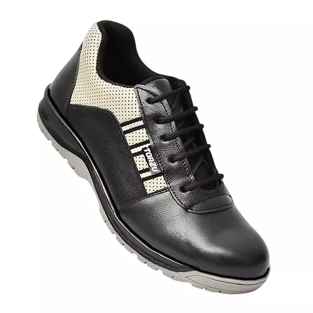 Torzu Steel Toe Safety Shoes TPR Sole Low Ankle Black Pure Leather Size UK 10, 323