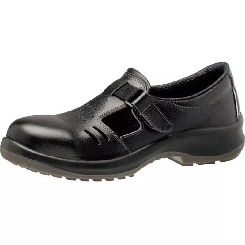 MIDORI Safety Shoes Black UK 5.5 Size Cow Chrome Leather (Soft Embossing) 3E Low Cut, PRM205
