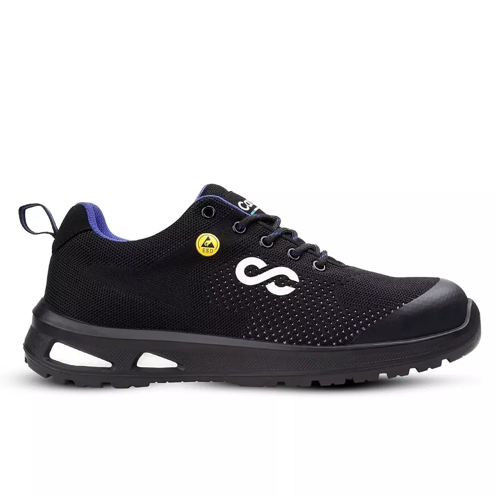 canvas-club-sorento-esd-low-ankle-safety-shoes-stainless-steel-toe-pu-sole-black-uk-10-size-for-industrial-use