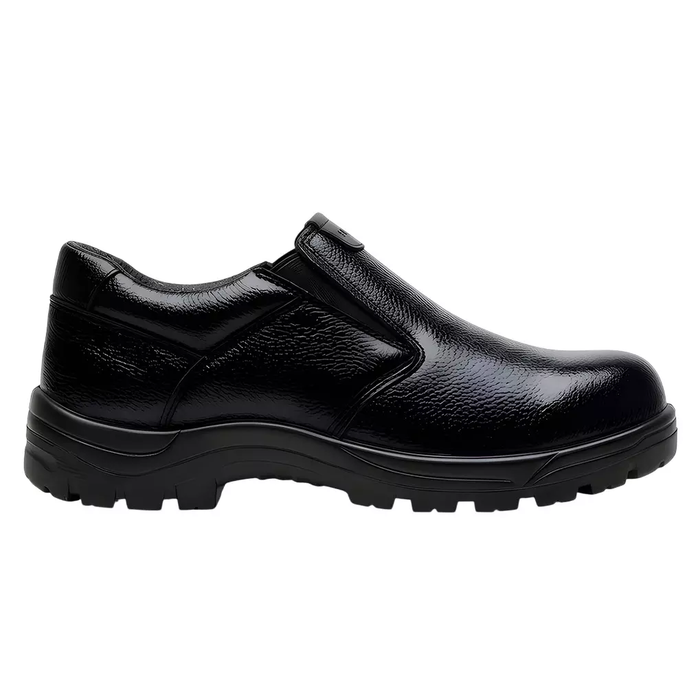 WUGO Stylish Heavy Duty Stainless Steel Police Safety Shoes Low Ankle Airmix Sole Genuine Mild Leather Anti-Slip Black UK 9 Size, M1009B