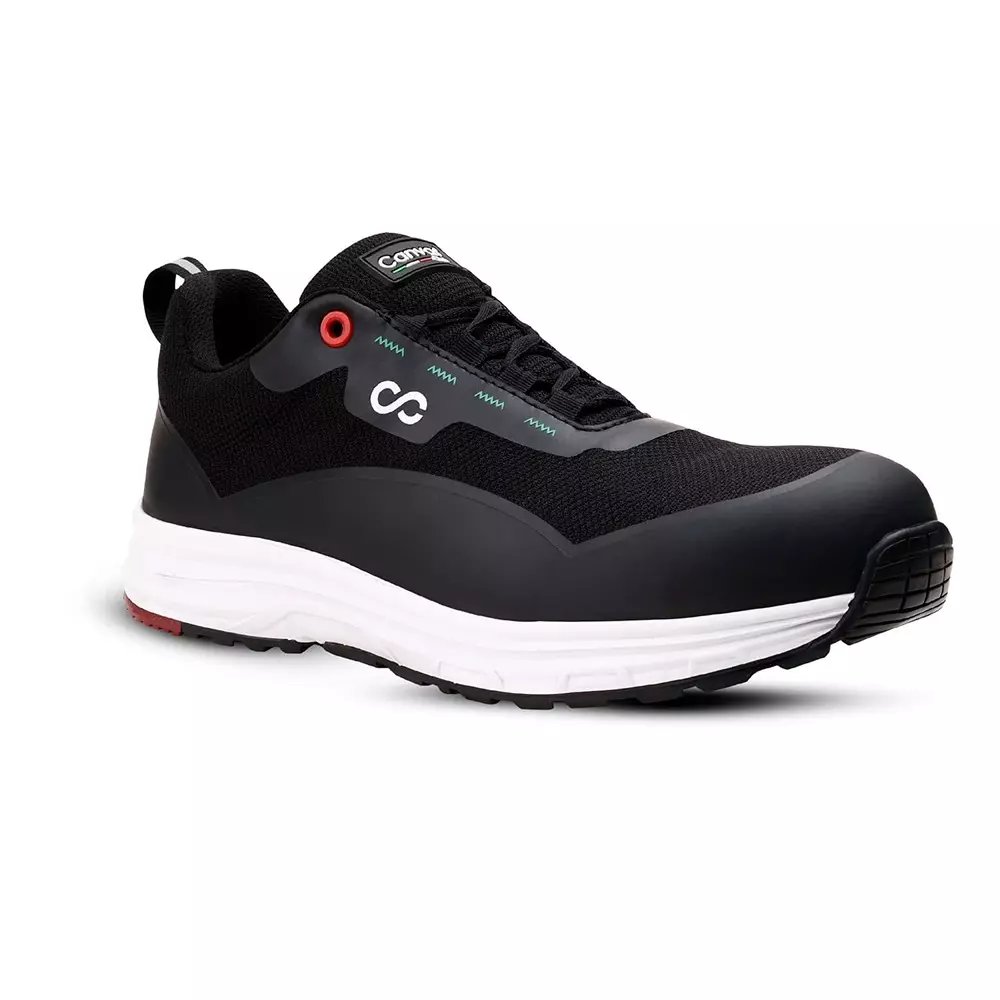 Canvas Club Low Ankle Vegan Safety Shoe Fiber Glass Toe Cap Phylon Rubber Sole Black Polyurethane UK 11 Size, 82591-RMINI-11