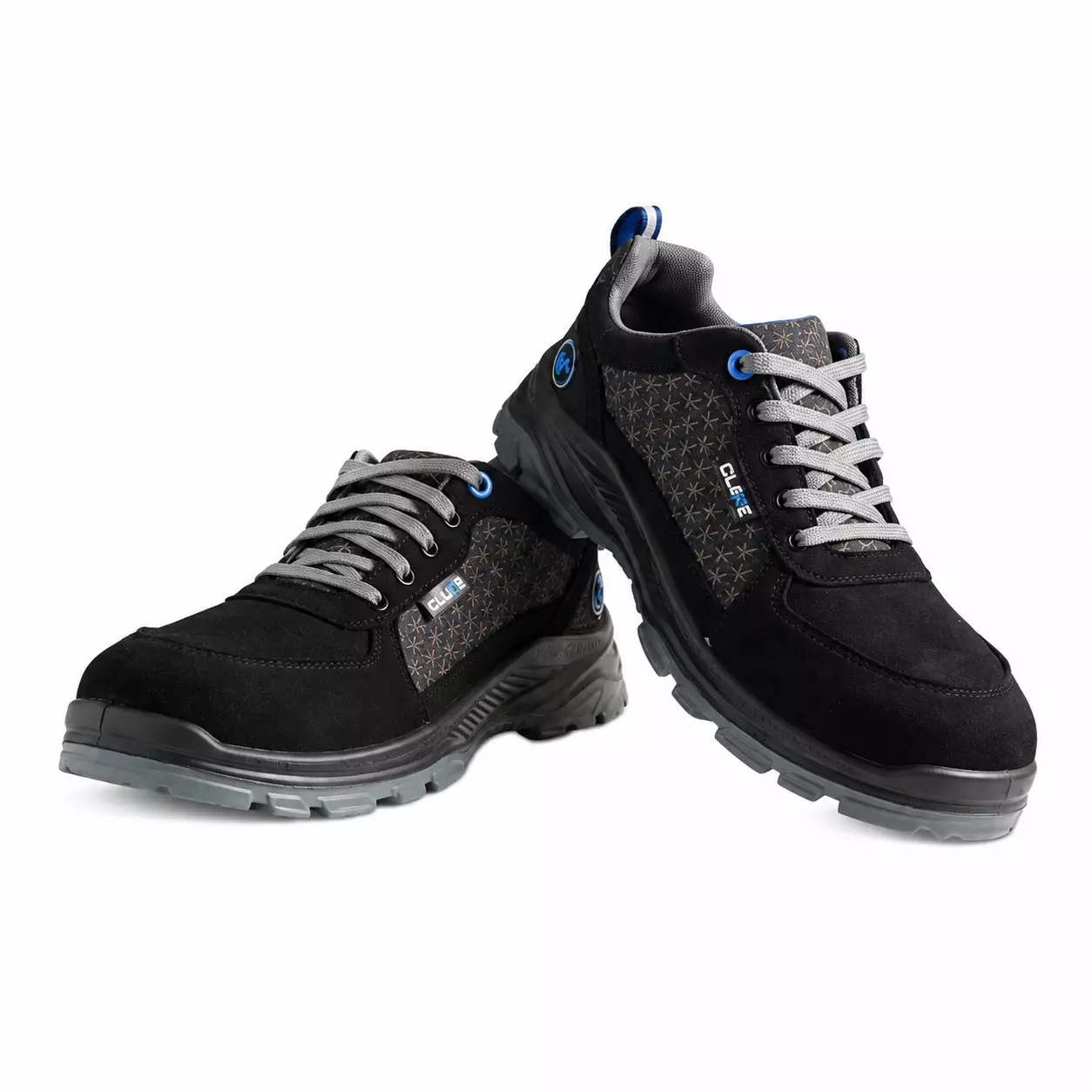 Hillson Steel Toe Safety Shoes PU Sole Low Ankle Dual Density Black Suede Microfiber Leather, Size UK 9, CL07