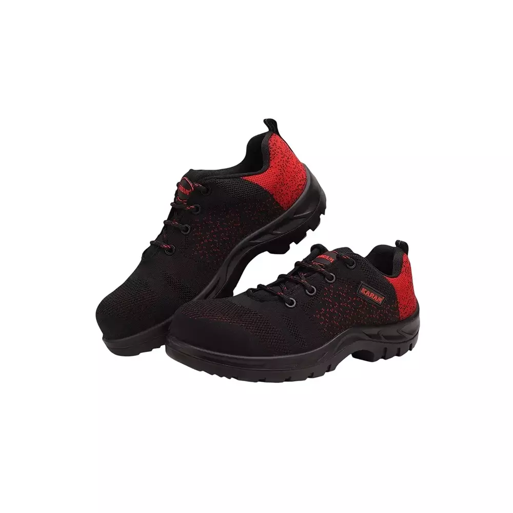 karam-pu-sole-medium-ankle-safety-shoes-flyknit-fabric-upper-with-black-red-color-print-fiber-toe-black-uk-6-size-for-industrial-use-fs215fnfwsamn-06-pack-of-3-pair