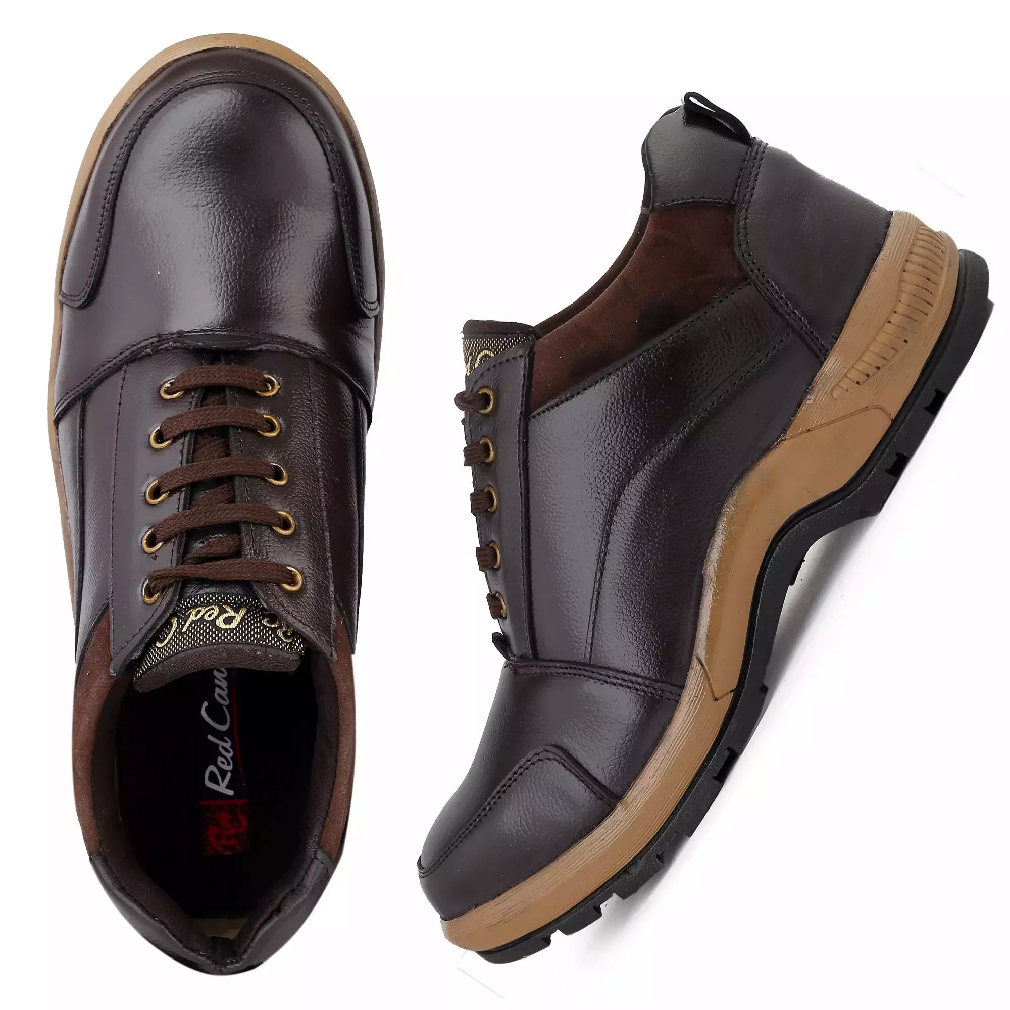 Red Can Steel Toe Safety Shoe Low Ankle Genuine Leather Size UK 9 Brown, SGE1174BR