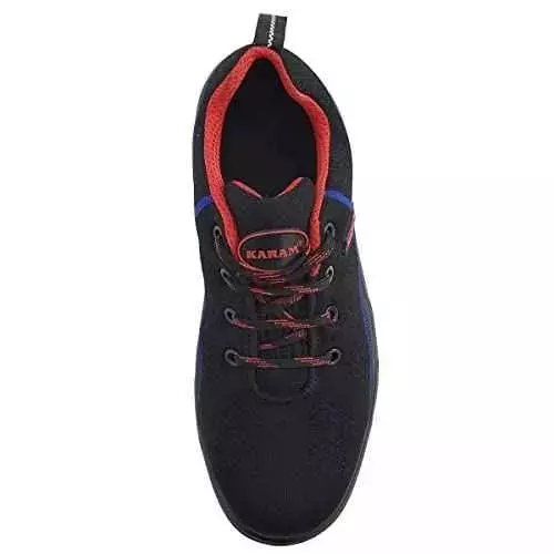 Karam Flytex Composite Toe Sporty Safety Shoes Low Ankle Black and Blue Size UK 11, FS 204