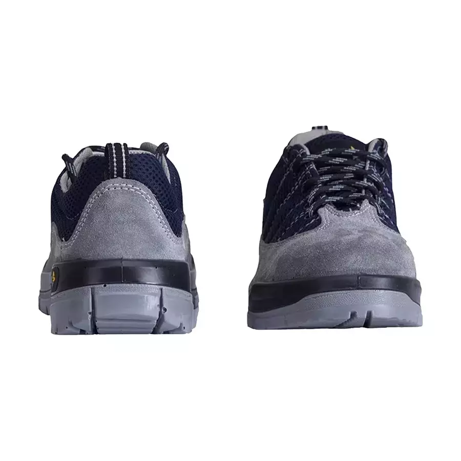 Mallcom Steel Toe Safety Shoes Low Ankle PU Sole Grey & Blue Suede Split Leather Size UK 6