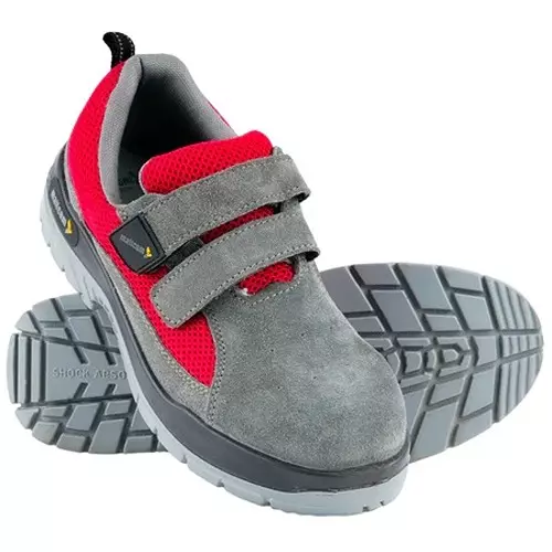 Mallcom Steel Toe Safety Shoes Low Ankle Double Density PU Sole Grey Genuine Suede Grey Leather Size UK 6, Leperm