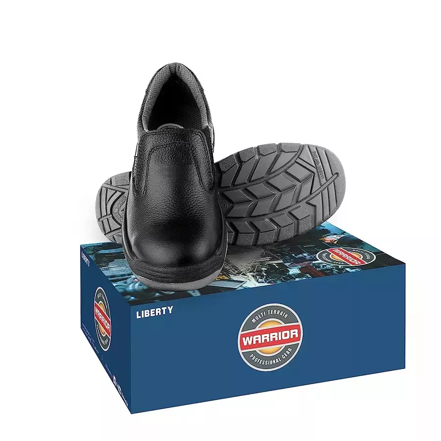 Liberty WARRIOR Steel Toe Safety Shoes Low Ankle Black Size UK 11, 3003-123-SLP-ON