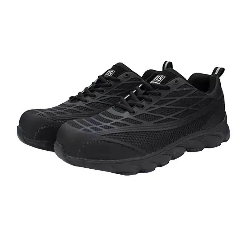 RS PRO Mens Black Toe Capped Safety Trainers, UK 8, EU 42 Model No 2011587 (Each of 1 Pair)