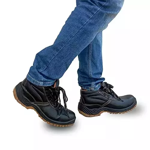 Ladwa Steel Toe Safety Shoes High Ankle Rubber Sole Black Size UK 9, LSI Mngr shoe 9 P1