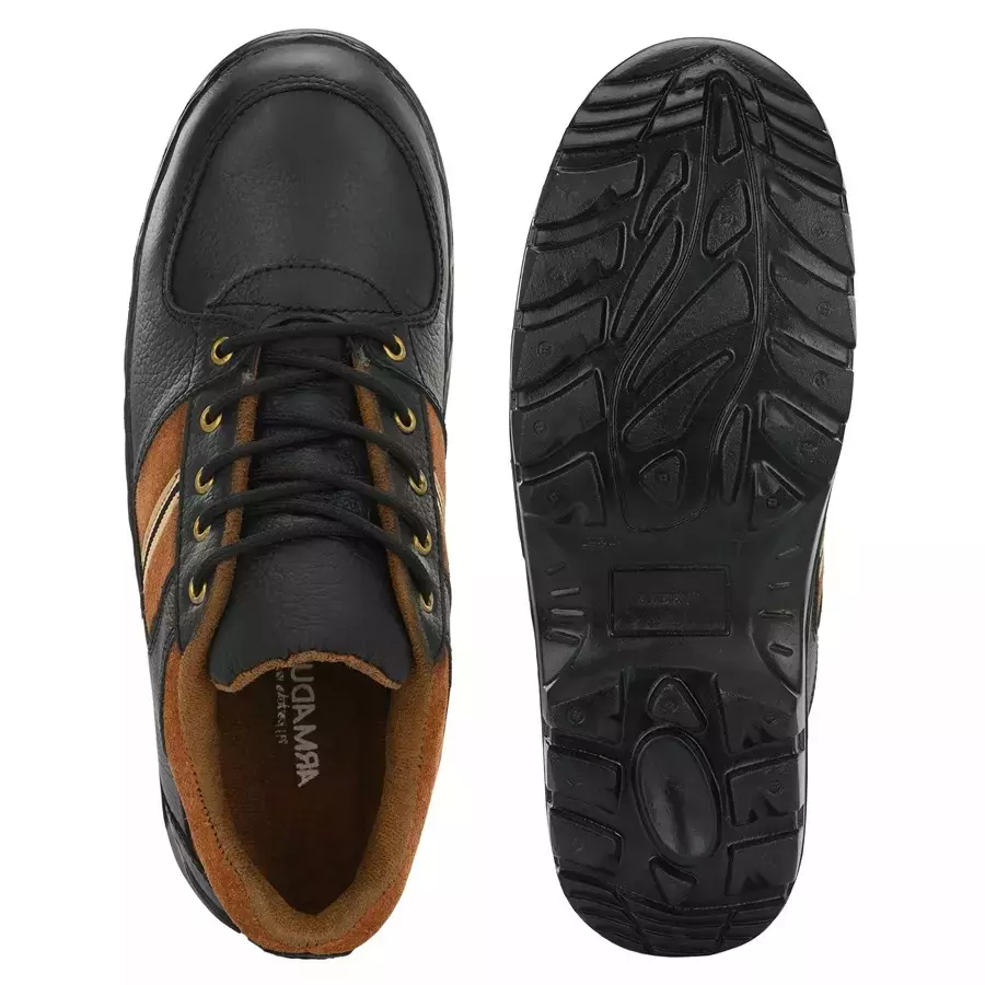 Armaduro AirMix Steel Toe Safety Shoes High Ankle Rubber Sole Black and Brown Upper Leather Size UK 9, ADR_1025