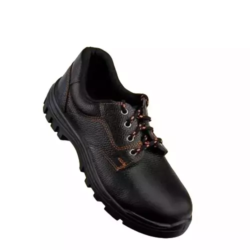 Paragon Steel Toe Safety Shoes Low Ankle PU Sole Buff Split Leather Size UK 10 Black, 732
