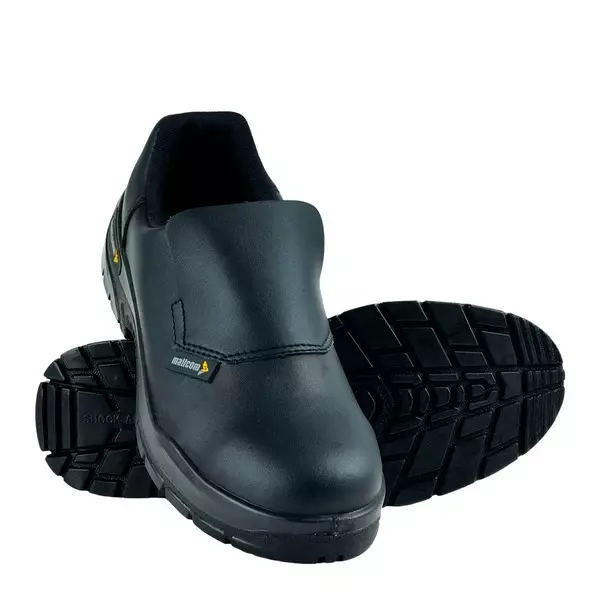Mallcom Thermoplastic Toe Safety Shoes Low Ankle Double Density PU Sole Black Microfiber Size UK 9, Cymric J03
