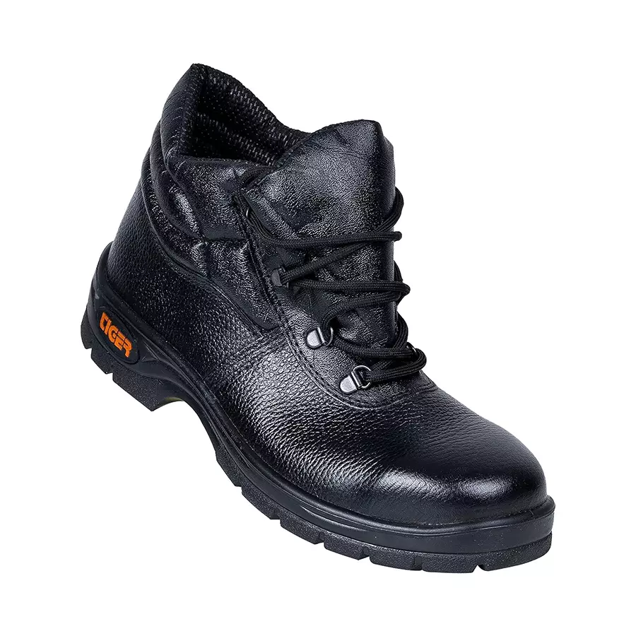 Mallcom Steel Toe Safety Shoes High Ankle PU Sole Genuine Leather Black UK 11, Leopard_S1