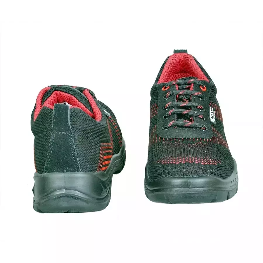Coffer Safety Steel Toe Safety Shoes Low Ankle PU Sole Black Red Leather Size UK 6, 1201-6