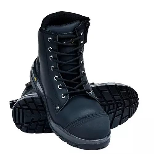 Mallcom Steel Toe Safety Boot High Ankle Double Density PU Sole Black Nubuck Din Leather Size UK 8, Scar B