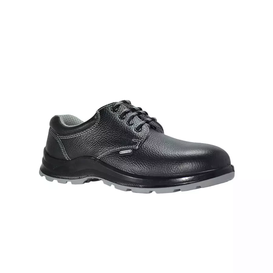 ECOSAFE Steel Toe Safety Shoes DERBY BI DD Low Ankle PU Sole Dual Density Black Size UK 6, 100003