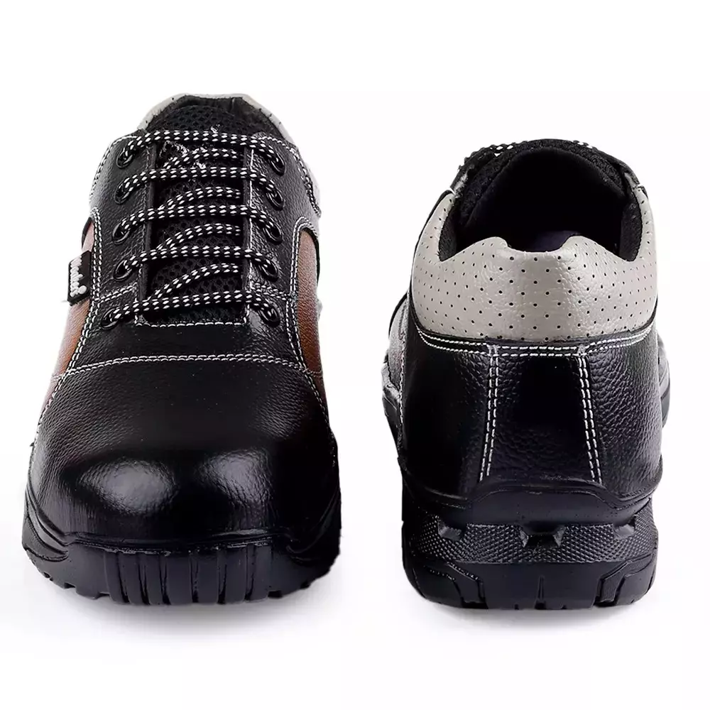Woakers Steel Toe Safety Shoes Low Aknle PVC Sole Multiple Color Real Grain Leather Size UK 8, SAFTEY-003