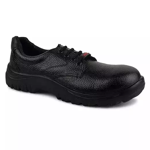Aktion Safety Steel Toe Safety Shoes PVC Sole Low Ankle Black Leather Size UK 8, AK-604-ST-8-PO1