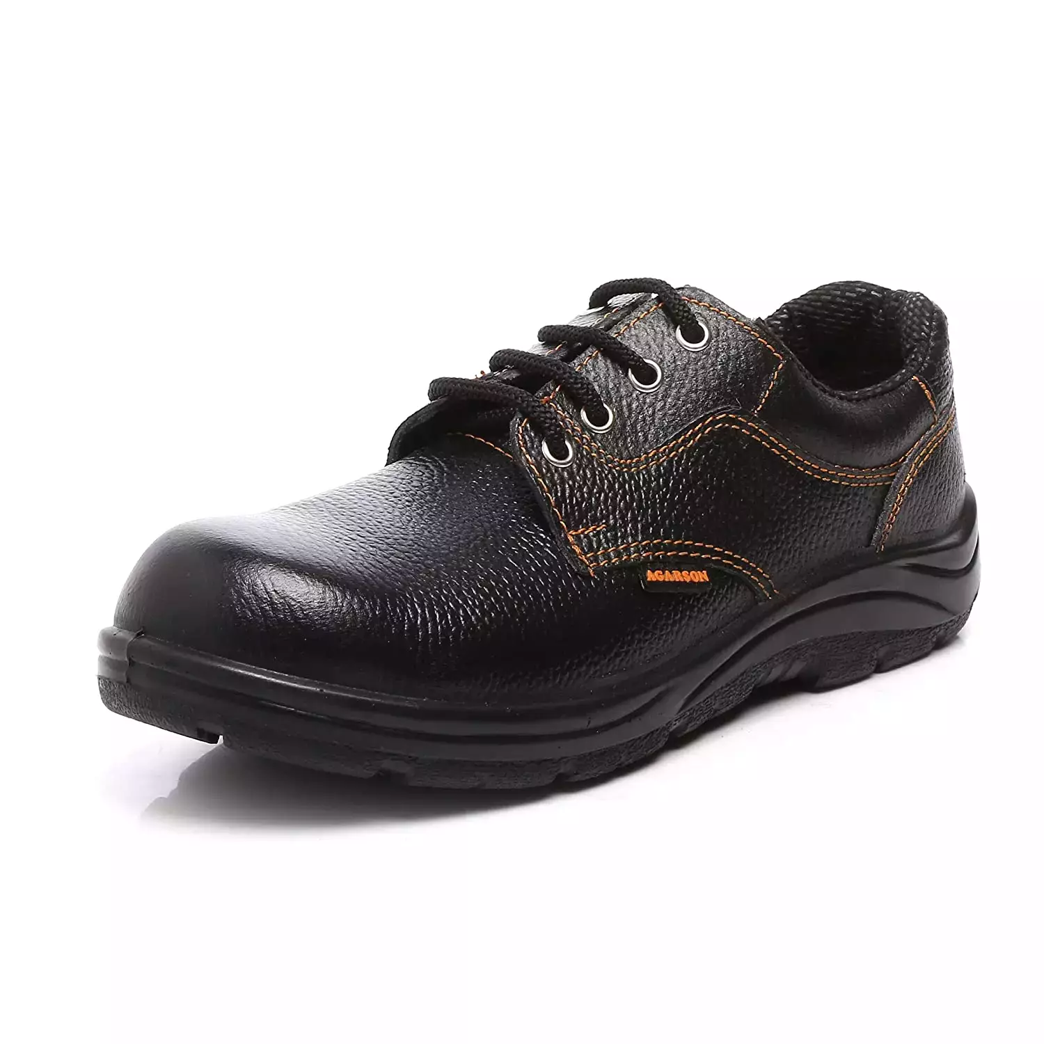 Agarson Steel Toe Safety Shoes Low Ankle PU Sole Black Full Grain Leather Size UK 8, 9015 Black-8