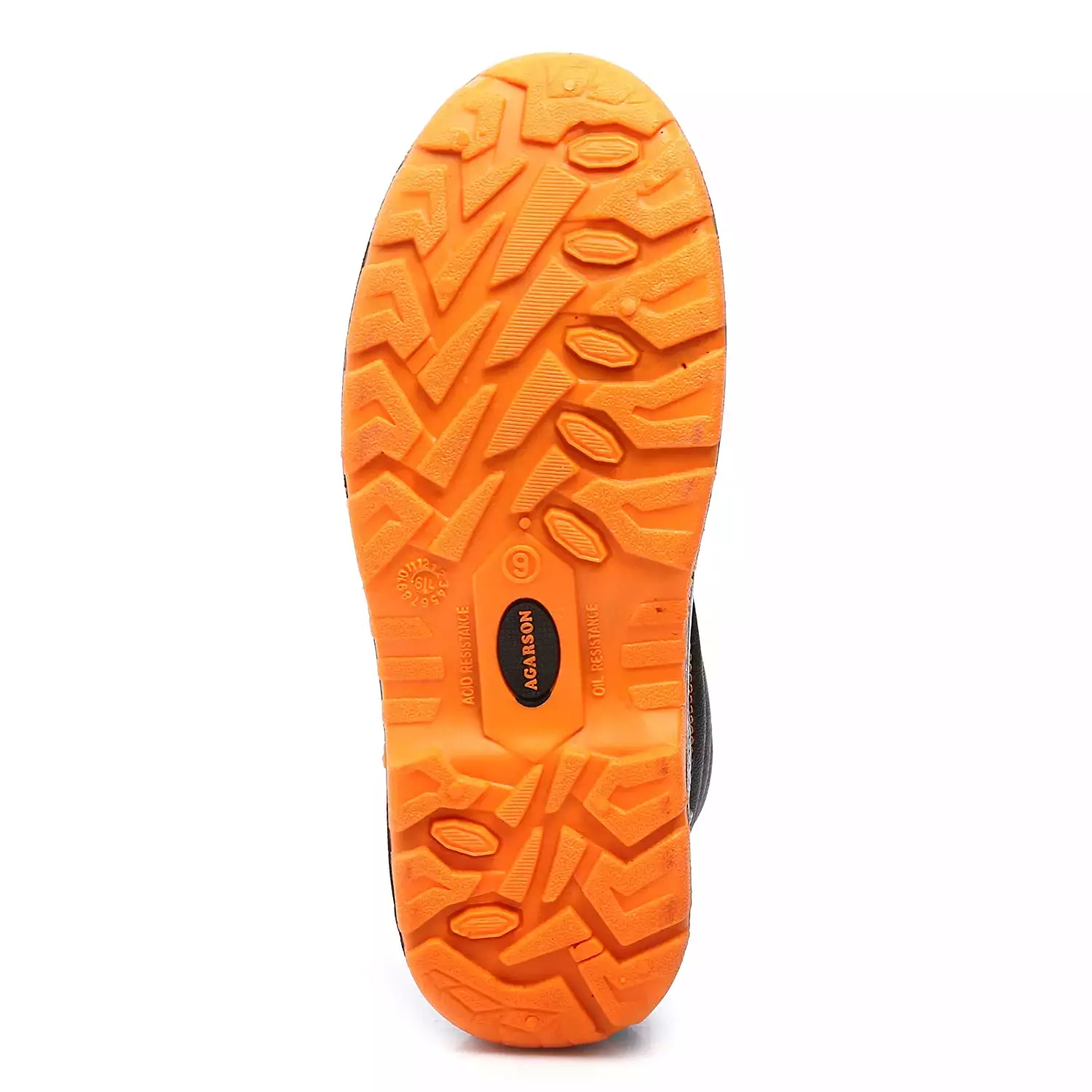 Agarson Steel Toe Safety Shoes High Ankle PVC Sole Dual Density Orange Full Grain Leather Size UK 9, LANDROVER Orange-9