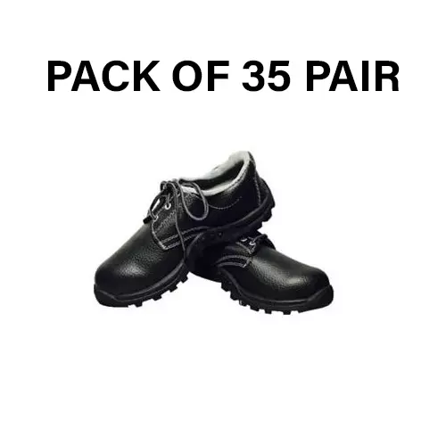 Safe Dot Steel Toe Safety Shoe Low Ankle PVC Sole Black for Industrial Use UK6 , SS-05 (Pack of 35 Pair)