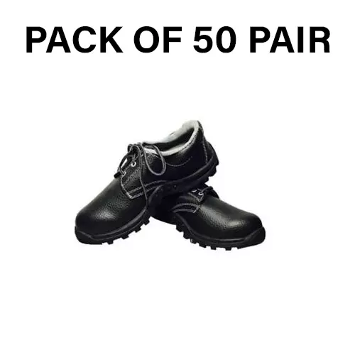 Safe Dot Steel Toe Safety Shoe Low Ankle PVC Sole Black for Industrial Use UK6 , SS-05 (Pack of 50 Pair)