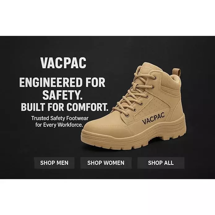 VAC PAC Steel Toe Safety Shoes High Ankle PU Sole Light Weight UK 7 Brown
