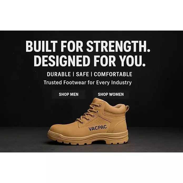 VAC PAC Steel Toe Safety Shoes High Ankle PU Sole Light Weight UK 7 Brown