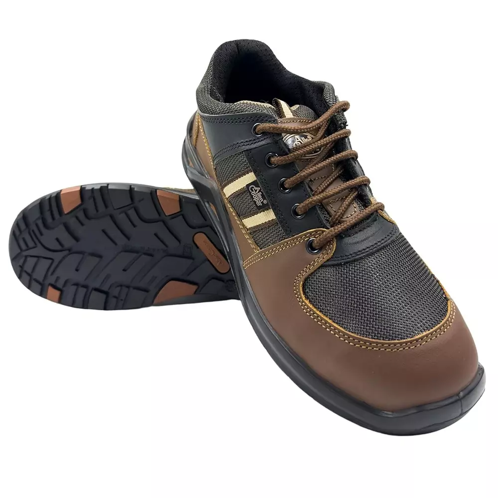 Allen Cooper Steel Toe Safety Shoe Low Ankle PU Sole UK 8 Size Brown for Industrial Use, ACL 3686