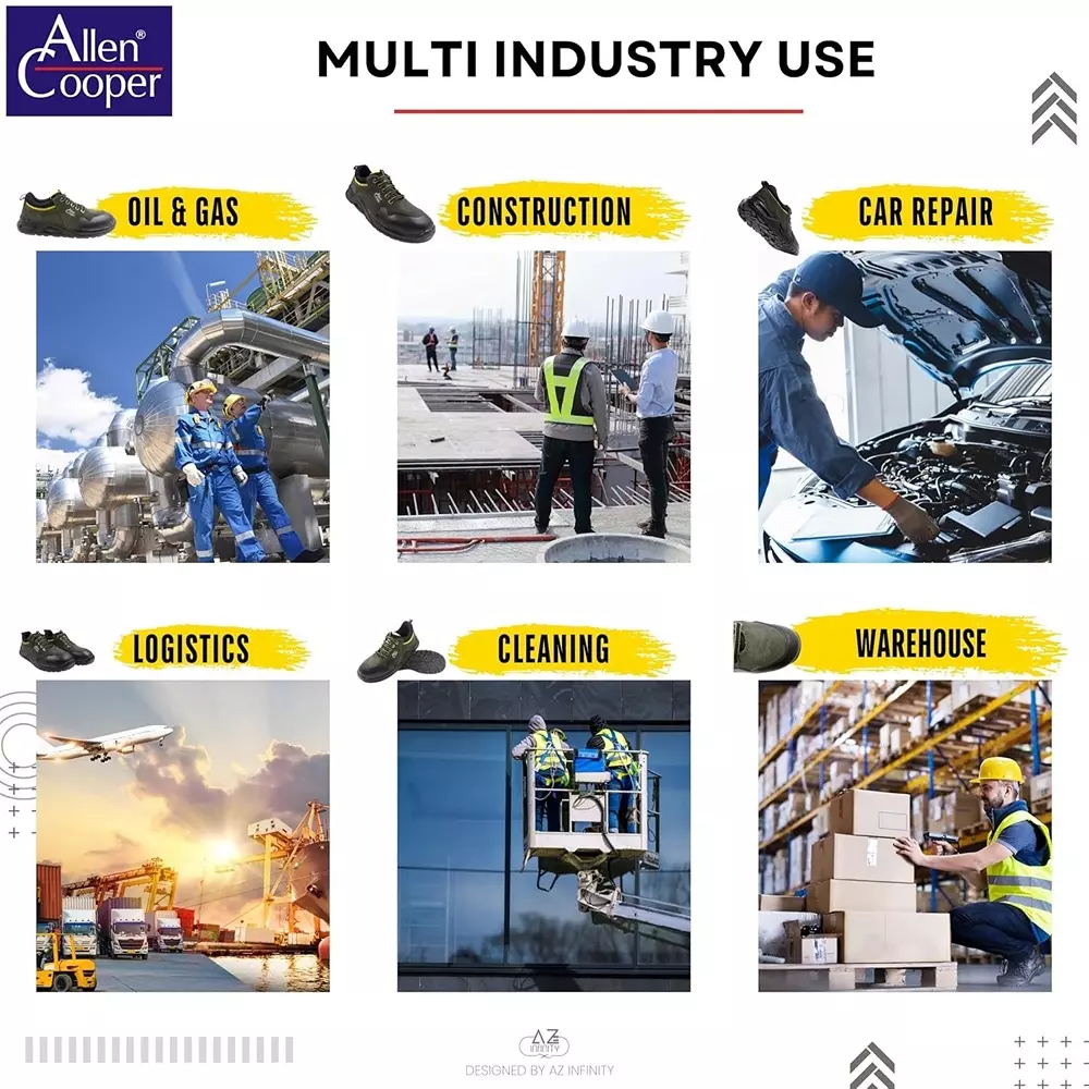 Allen Cooper Steel Toe Safety Shoe Low Ankle PU Sole UK 8 Size Olive Green for Industrial Use, ACL 1693