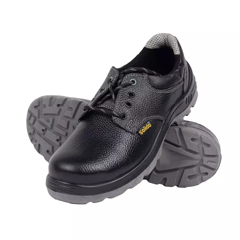Solido Essentials Safety Shoes Low Ankle PVC Sole Double Density PU Black Size UK 9, SY01