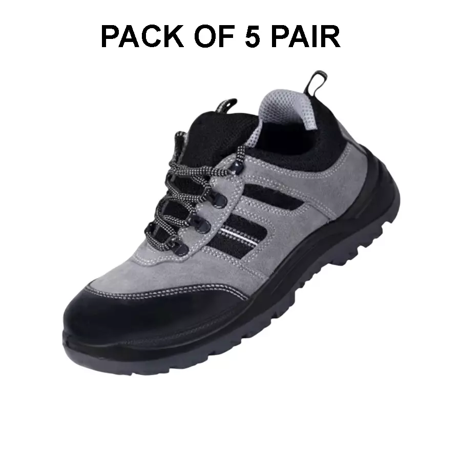safe-n-sure-duralite-ss-856-sports-safety-shoe-low-ankle-pu-sole-steel-toe-suede-cg-leather-grey-black-size-uk-7-pack-of-5-pair