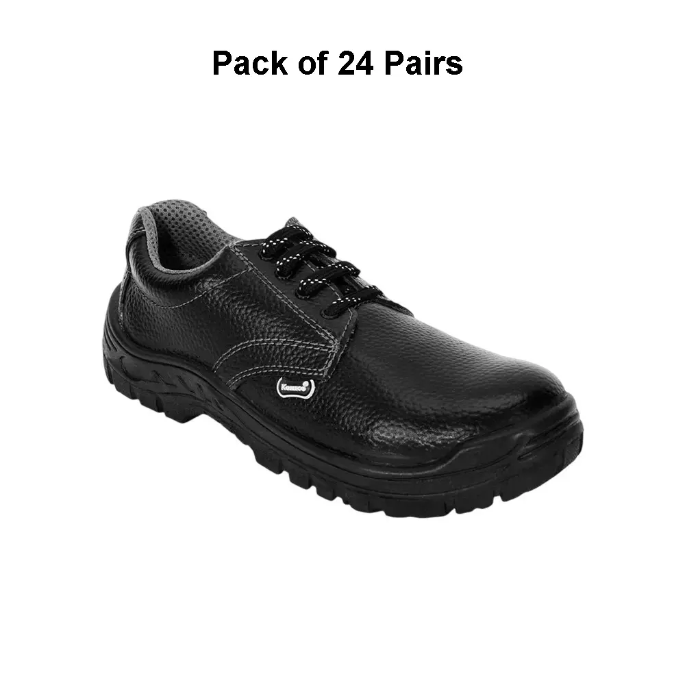 komico-steel-toe-safety-shoes-pvc-sole-low-ankle-black-leather-size-uk-7-xpert-pack-of-24-pairs
