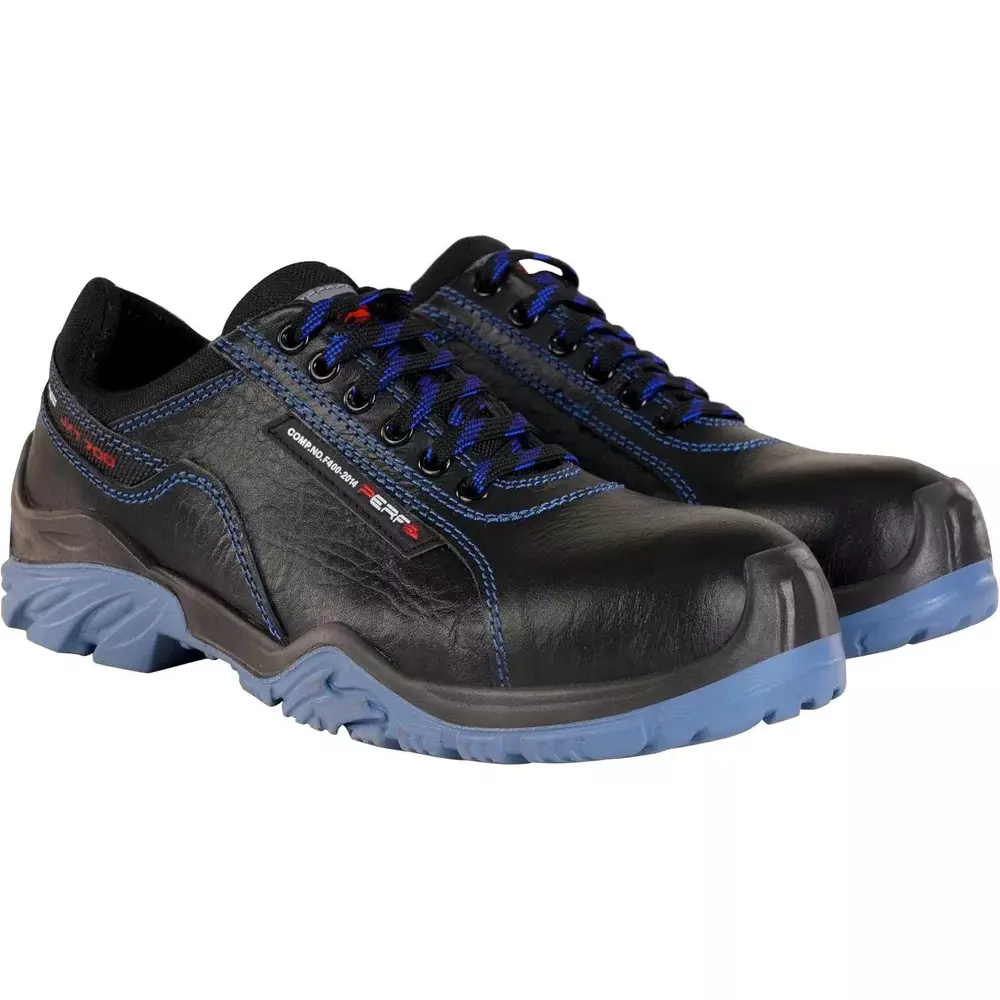 PERF Non-Metallic Safety Shoes Low Ankle PU Sole UK 8 Size Black Leather for Industrial Use, Tornado G