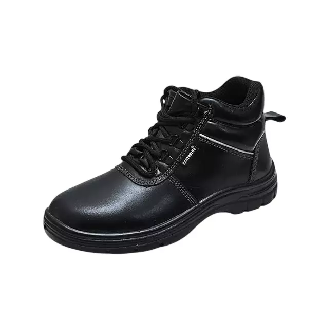 Contablue Steel Toe Safety Shoes PU Sole High Ankle Black Leather Size UK 4, Rival_Black