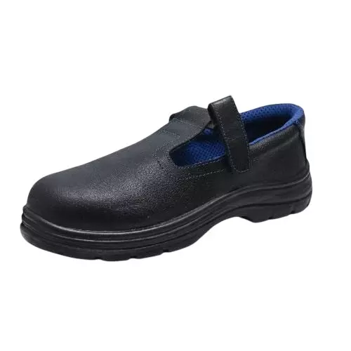 Contablue Steel Toe Safety Shoes PU Sole Low Ankle Black Genuine Leather Size UK 7, Elida