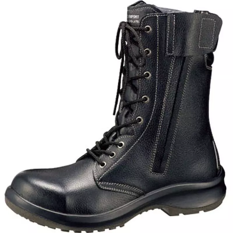 MIDORI Safety Shoes Black UK 9 Size Cow Chrome Leather (Soft Embossing) 3E High Cut, PRM230F