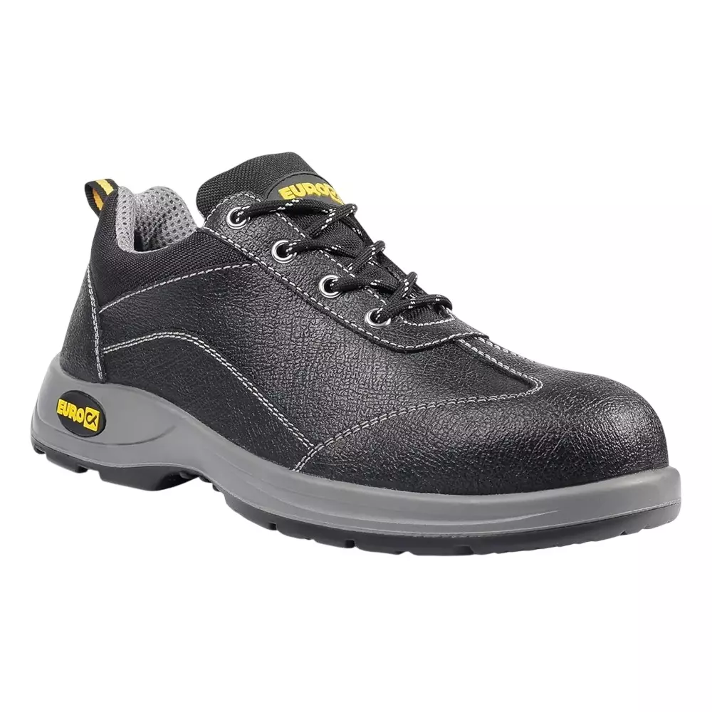 Eurock Wiki Low Ankle Safety Shoes 200J Steel Toe PU Sole Black UK 5 Size for Industrial Use