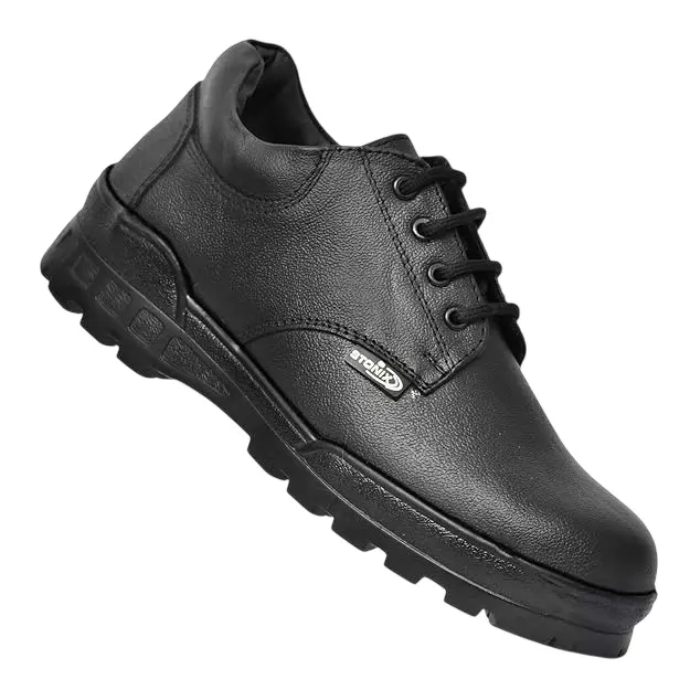 Stonix DERBY Low Ankle Safety Shoes Leather Steel Toe Black UK 8 Size for Industrial Use, ‎Copy_Black