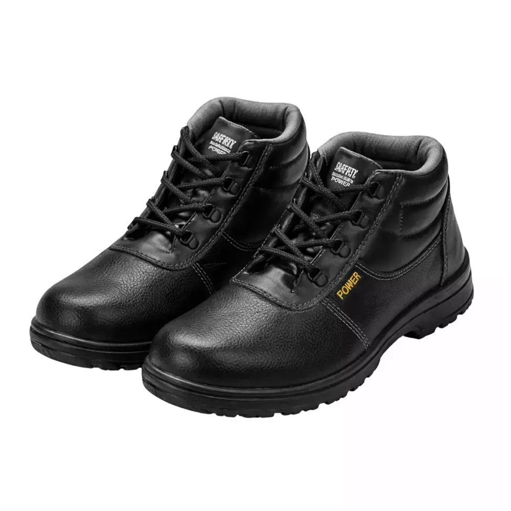 GENERIC Steel Toe Safety Shoes High Ankle PVC Sole Size UK 11 Black, Power-11