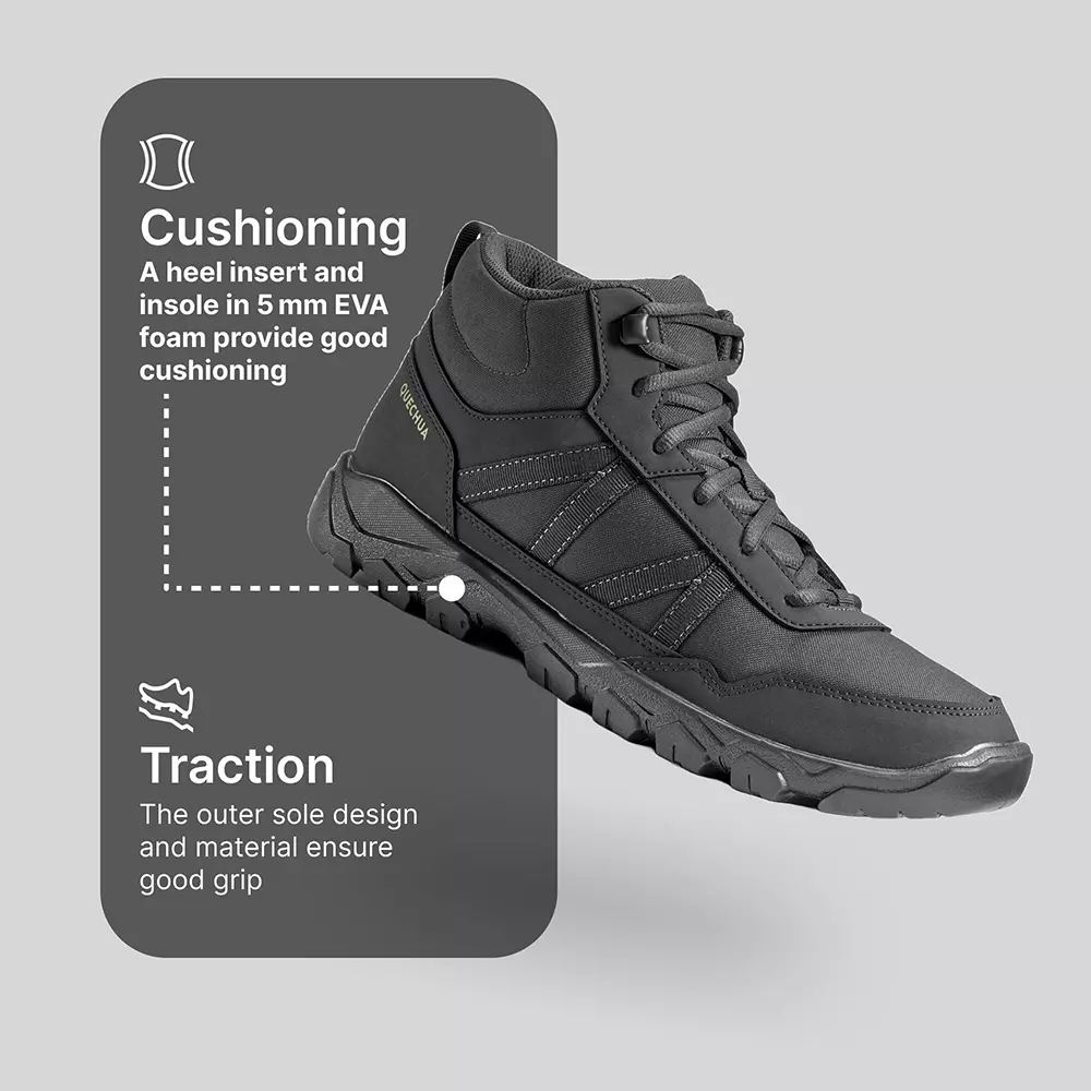 quechua-round-toe-hiking-shoes-mid-ankle-ethylene-vinyl-acetate-eva-sole-size-uk-105-black-nh100